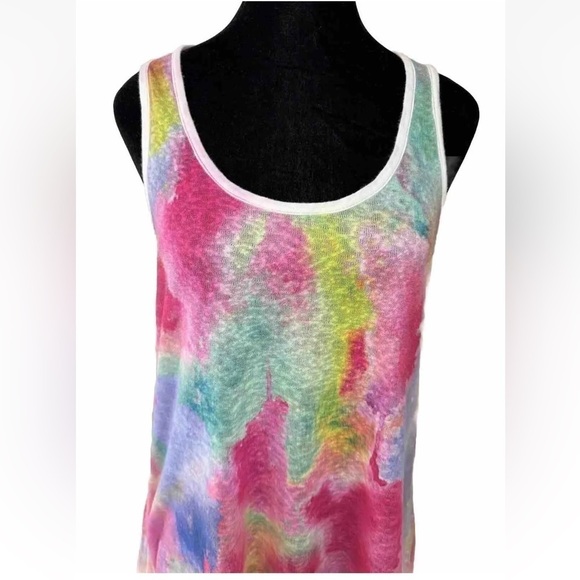 Rainbow Brand Tunic Tank Top M Linen Cotton Racerback Scoop Neck Tie Dye Pink - Picture 3 of 6